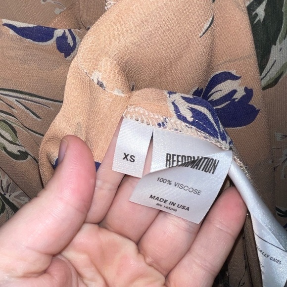 REFORMATION Carina Floral Cap Sleeve Wrap Midi Dress Pink XS - Picture 11 of 11